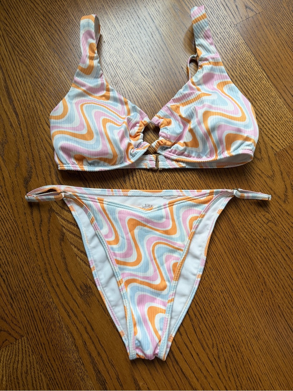 Hollister Swim Retro Swirled Ribbed Bikini Set Size S